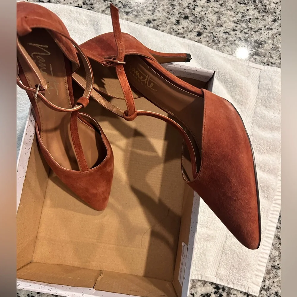 Nanette Lepore Rust Suede Heels - Picture 5 of 7